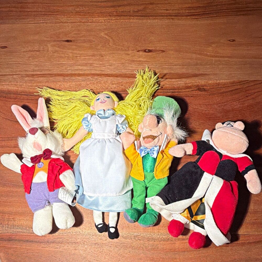 Disney Store Alice in Wonderland Plush: Alice, Rabbit, Hatter, Queen